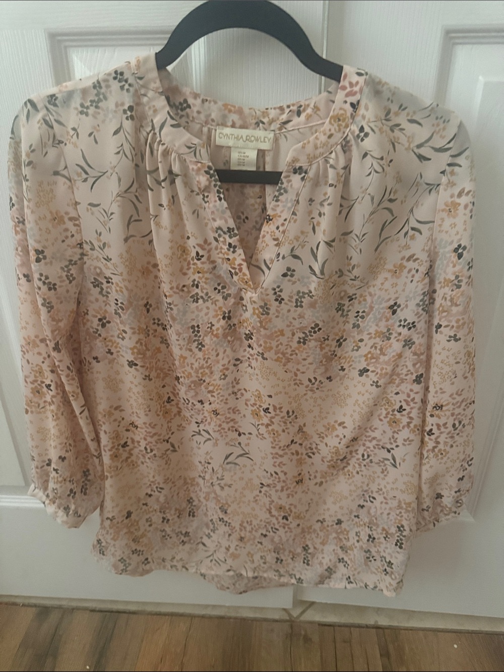 Cynthia Rowley Blush Pink Floral Peasant Blouse